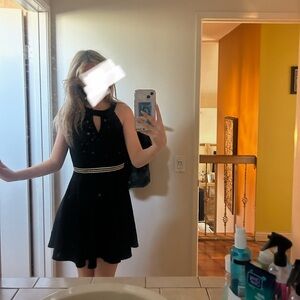 Formal Black A-line midi dress